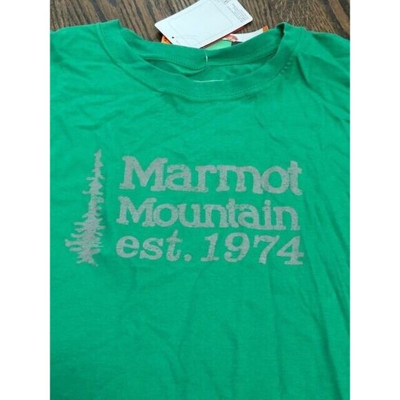 Marmot Mountain Organic Tee Shirt Graphic Print Short Sleeves Green Size XXL NWT - Picture 3 of 8